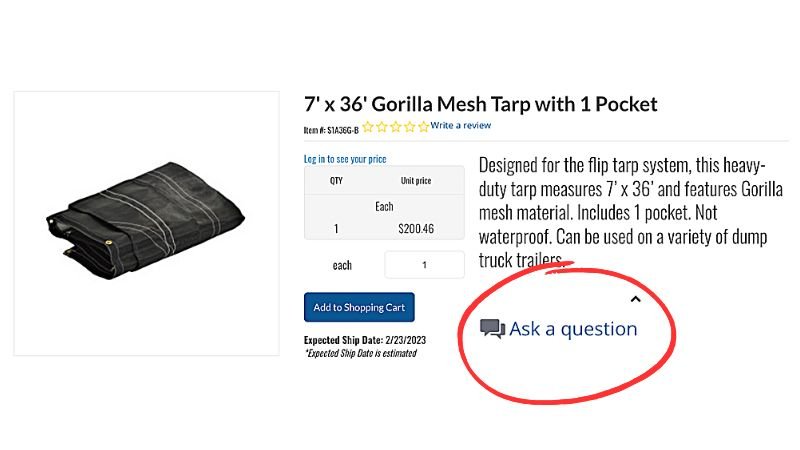 how to ask mountain tarp a product question